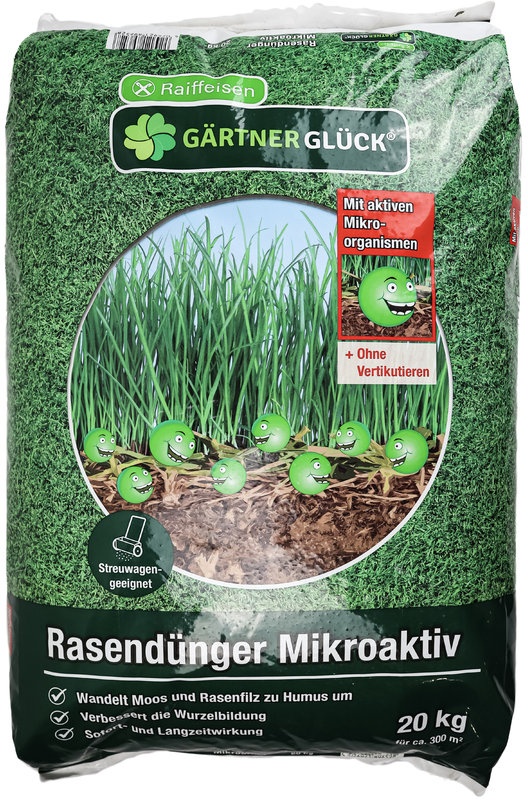 Rasendünger Mikroaktiv Raiffeisen Gärtnerglück 20 kg