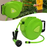 Aufun Schlauchtrommel 20m+ 2m Schlauchaufroller automatisch 3/4" Anschluss 180°schwenkbar, Wandhalterung Multi mit Tragegriff für Garten, Bewässerung, Autowäsche (Grün)