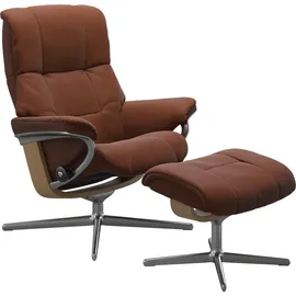 Stressless Relaxsessel STRESSLESS "Mayfair", braun (copper paloma), B:92cm H:103cm T:79cm, Leder PALOMA: PALOMA ist ein durchgefärbtes Semianilin-Möbelleder mit natürlicher Narbung., Sessel, Relaxsessel, mit Hocker, mit Cross Base, Größe S, M & L, Holzakzent Eiche