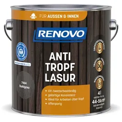 RENOVO Holzanstrich »7464«, Tropffrei-Formel, 4,0L, stahlgrau