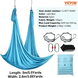 Vevor Aerial Yoga Hängematte Blau 5 x 2,8 m