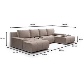 Fun Möbel Wohnlandschaft Sofa mit Schlaffunktion VOGAR Stoff Poso Honiggelb - Gelb