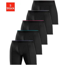 Langer Boxer, (Packung, 5 St.), mit zweifarbigem Webbund und längerem Bein, Gr. XXL/8, schwarz, , 41322628-XXL