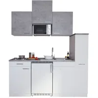 Respekta Küchezeile Malia 180 cm E-Geräte Kochmulde Mikrowelle weiß/beton optik
