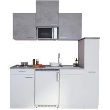 Respekta Küchezeile Malia 180 cm E-Geräte Kochmulde Mikrowelle weiß/beton optik