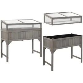 vidaXL Hochbeet mit Gewächshaus 110 x 54 x 120 cm Braun