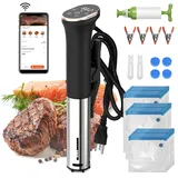 Karinear Sous Vide Garer Stick | Wifi APP-Steuerung (2,4G WLAN) | 1400W Sous-Vide Stick | 10-90°C, 1-99 Min. Timer | Suvide Garer stick mit Vakuumbeutel mit Pumpe Bausatz, Souse Vide Magnet