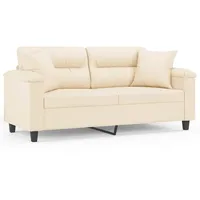 vidaXL 2-Sitzer-Sofa mit Kissen Beige 140 cm Mikrofasergewebe