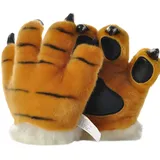 LANFIRE Flauschige künstliche Tiger und Dinosaurier Paw Handschuhe, Stirnband und Schwanz Kostüme Cosplay Tiger oder Dinosaurier Party Kostüm (Yellow tiger gloves) - L