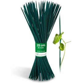 Novatool Spaliere 1000x 25 cm x 3,0 mm I Grün I Pflanzstäbe Rankhilfe Bambus Vielseitig Einsetzbar