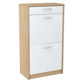 matkam Schuhschrank 50 x 92 x 28 cm mit 1 Schublade Sonoma Eiche / weiß