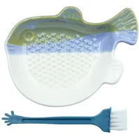 Sarini Knoblauchreibe,kleine Fisch-Keramikreibe für Knoblauch,Ingwer,Kurkuma,spülmaschinenfest