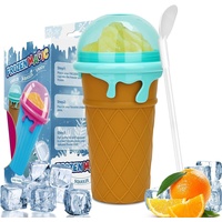 XDOVET Smoothie-Maker Slush Becher 500 ml DIY Slushy Maker mit Deckel und Strohhalmen, Summer Quick Maker Frozen Magic Cup für Kinder und Erwachsene braun