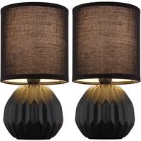 GLOBO Tischlampe schwarz Keramik Nachttischlampe Tischleuchte Wohnzimmerlampe Textil, 1x