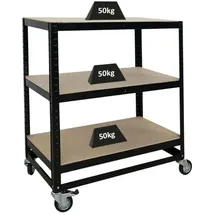 Proregal Kommissionierwagen Metall 100x90x50 cm schwarz fahrbar