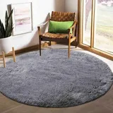 Teppich rund flauschig rutschfest modern Wohnzimmer 160 cm (Rund) Grau