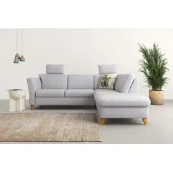 Ecksofa HOME AFFAIRE "Trelleborg L-Form", silber, B:252cm H:86cm T:213cm, 100% Polyester, Sofas, Federkern-Polsterung, wahlweise mit Bettfunktion und Stauraum