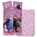 BrandMac Wende-Bettwäsche, 100% Baumwolle, Bettbezug 100 x 135 cm + Kissenbezug 40 x 60 cm, mit ELSA, Anna, Kristof, Sven und Olaf