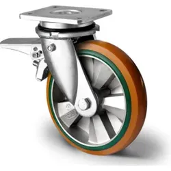 CASCOO Lenkrolle mit Totalfeststeller im Vorlauf ø 125 mm Serie BAY5 Doppelkugellager