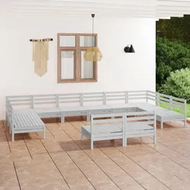 vidaXL Garten-Lounge-Set 12-tlg. Weiß Kiefer