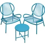 Songmics Balkonmöbel 3er Set mit Tisch und 2 Stühlen seeblau