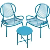 Songmics Balkonmöbel 3er Set mit Tisch und 2 Stühlen seeblau