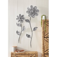 Home Affaire Wanddekoobjekt »Blumen«, Wanddeko, aus Metall, grau
