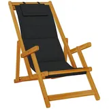 vidaXL Strandstuhl Klappbar Schwarz