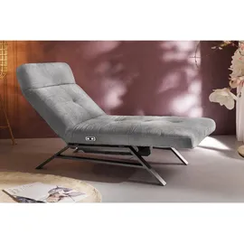 KAWOLA Liege AMERIVA Sessel Relaxliege Velvet grau Fuß chrome