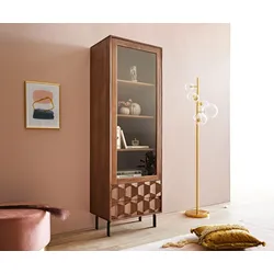 DELIFE Vitrine Fevo 60x180 cm acacia marron L-Fuß, Vitrines