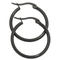 Paar Creolen JOBO "Ohrringe rund", silber (edelstahlfarben), Ohrringe, Damen, Edelstahl, Edelstahl schwarz beschichtet