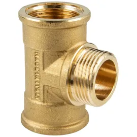 tecuro T-Stück Innengewinde Rp x Außengewinde G x Innengewinde Rp 1/2 Zoll, Ms-blank Cw617n