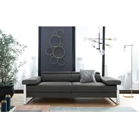 2-Sitzer W.SCHILLIG "finn", grau (anthrazit s22), B:230cm H:71cm T:106cm, Flachgewebe S22 (100% Polyester), Stoff S37 (100% Polyester), Longlife Xtra-Leder Z59: Glattleder mit modischer Prägung. Hautstärke 0, 9 - 1, 1 mm, Sofas, German Design Award 2016, Fußgestell Chrom glänzend, Breite 230 cm
