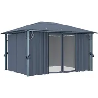 VidaXL Alu-Pavillon 4 x 3 m anthrazit inkl. Vorhängen