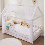 ALAVYA HOME 4 tlg. Deko-Set Polyester 150x340cm | mit Lichterkette I Weiß