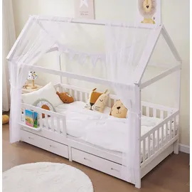 ALAVYA HOME 4 tlg. Deko-Set Polyester 150x340cm | mit Lichterkette I Weiß