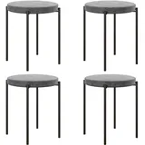 HOMCOM 4er-Set Esszimmerhocker Stapelbar Esszimmerstühle Küchenstuhl mit gepolstertem Sitz, Samtoptik Sitzhocker Samt für Küche Esszimmer Metall Dunkelgrau 41,5 x 41,5 x 46 cm