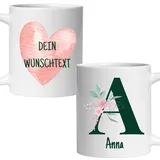 Little Mathilda - Personalisierte Tasse mit Namen und Wunschtext Kaffee-Tasse mit Initiale Monogrammtasse Tasse personalisiert Becher mit Namen Blumentasse Abschiedsgeschenk