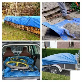 Perel Abdeckplane 3 x 4 m Blau/Khaki