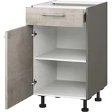 Unterschrank KOCHSTATION "KS-Trea US40", grau (betonfarben hell, anthrazit), B:40cm H:75cm T:56cm, Schränke, mit einem Auszug und einer Tür, Einlegeboden, Breite 40 cm, Höhe 75 cm
