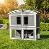 MyAnimal Hasenstall MH-33 | Hasenkäfig XXL Zweistöckig - Kaninchenstall - 4 Türen - Kleintierstall -Kaninchen - Hasen - Dach zum Öffnen (Grau/W... - Grau/Weiß