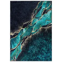 mazovia Modern Teppich - Kurzflor Waschbar - Weich Teppich für Wohnzimmer, Schlafzimmer, Esszimmer – Teppiche Marmor Abstrakt Muster - Flaschengrün Grün 80 x 150 cm