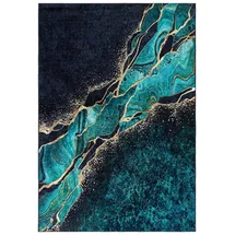mazovia Modern Teppich - Kurzflor Waschbar - Weich Teppich für Wohnzimmer, Schlafzimmer, Esszimmer – Teppiche Marmor Abstrakt Muster - Flaschengrün Grün 80 x 150 cm