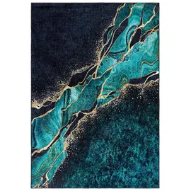 mazovia Modern Teppich - Kurzflor Waschbar - Weich Teppich für Wohnzimmer, Schlafzimmer, Esszimmer – Teppiche Marmor Abstrakt Muster - Flaschengrün Grün 80 x 150 cm