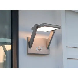 meine wunschleuchte 2er SET schwenkbare Hybrid Außen Wandleuchten mit Strom und Solar Fassadenlampen