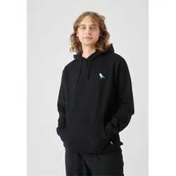 Kapuzensweatshirt CLEPTOMANICX "Hooded Embro Gull 2", Herren, Gr. L, schwarz, 100% Baumwolle, bestickt, casual, normal, ohne Ausschnitt, Langarm, Sweatshirts, im klassischen Design