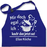 Kinderschürze Schürze Kinder Jungen Mädchen - Kochschürze - Mir doch egal ich koch das jetzt so mit Name - 7-14 Jahre - Royalblau - geschenke für die küche kinderschürzen personalisierte - 7-13 Jahre