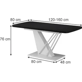 Vicco Fenaro 120 x 77,4 x 80 cm ausziehbar Schwarz/Weiß