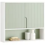 SoBuy Hängeschrank Grün, Weiß, 60x54x15 cm, Badezimmer, Badezimmerschränke, Hängeschränke