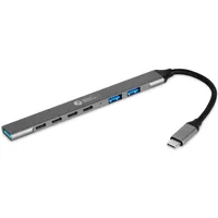 Bakker Elkhuizen BakkerElkhuizen USB-C Hub 7-in-1 (3 x USB-A + 4 x USB-C) - Schwarz/Grau